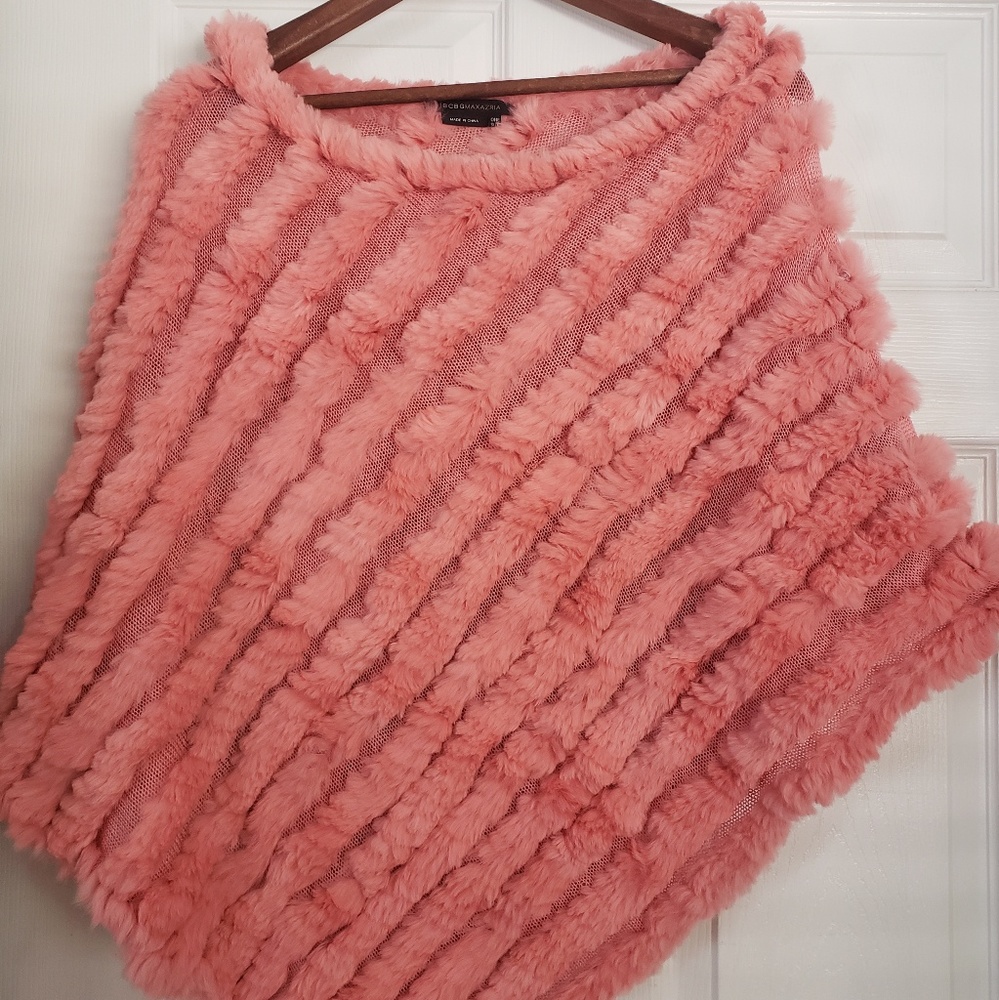 BCBG MAXAZRIA pastel pink fur shrug